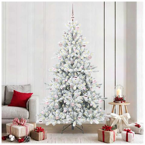 Albero di Natale Artificiale con Rami Pieghevoli Bianco 210 cm - Foto 2