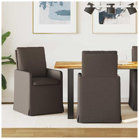 Sedie da pranzo 2 pcs Grigio scuro 57 x 67 x 98 cm Tela - Foto 2