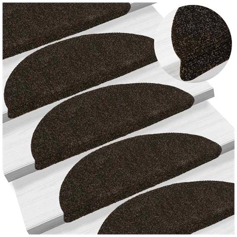 Tappetini per scale autoadesivi 30 pz 56x17x3 cm marrone scuro semicircolari - Foto 2