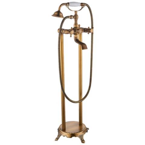Rubinetto per vasca da bagno indipendente, Blackswan, tipo M40.2 in ceramica bianca, modello bronzo antico, misura 100 cm - Foto 1