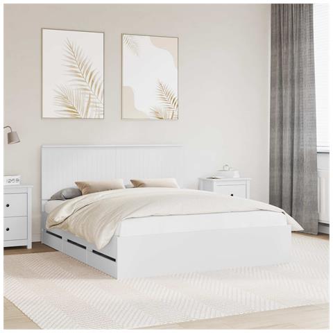 Struttura del letto Bianco 160 x 200 cm Legno Ingegnerizzato - Foto 2