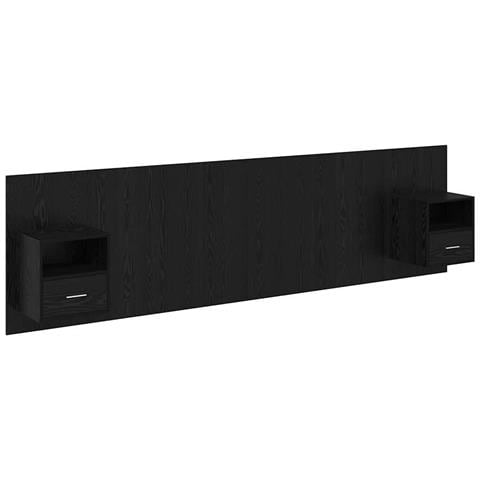 Testata con Comodino 3 pcs Rovere Nero Legno multistrato - Foto 1