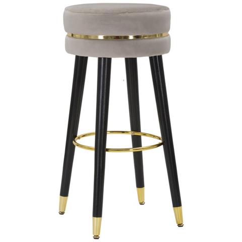 Sgabello Da Bar Paris Grigio E Gold In Tessuto Su Gambe Nere - H 74 Cm - Foto 1