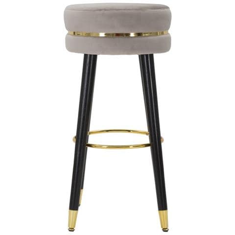 Sgabello Da Bar Paris Grigio E Gold In Tessuto Su Gambe Nere - H 74 Cm - Foto 2