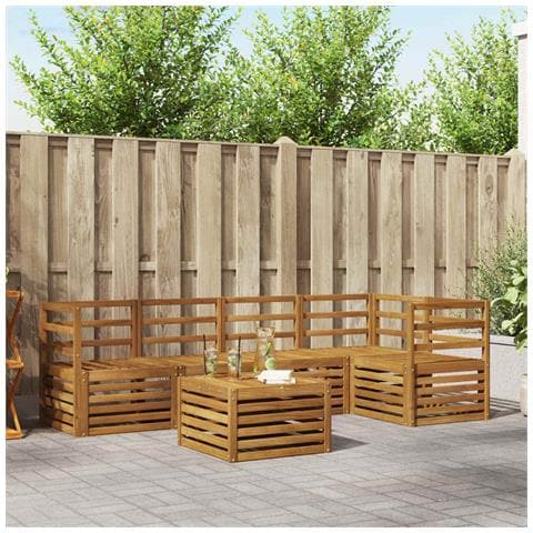 Set divani 6 pcs Naturale Legno di Acacia Massello - Foto 2