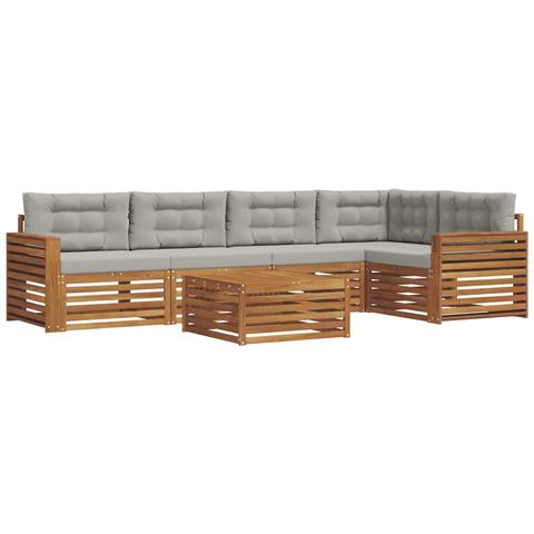 Set di divani da esterno 6 pcs Grigio Naturale e Chiaro - Foto 1