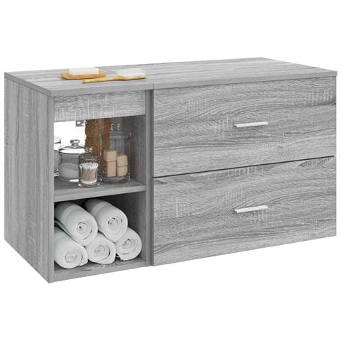 Set di mobili per il bagno 2 pcs Sonoma grigio - Foto 2
