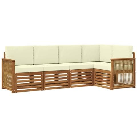 Set divano sezionale con cuscino 4 pcs Naturale e Crema - Foto 1