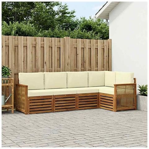 Set divano sezionale con cuscino 4 pcs Naturale e Crema - Foto 2