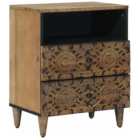 Mobiletto da Letto con cassetto Marrone 50 x 33 x 60 cm - Foto 1