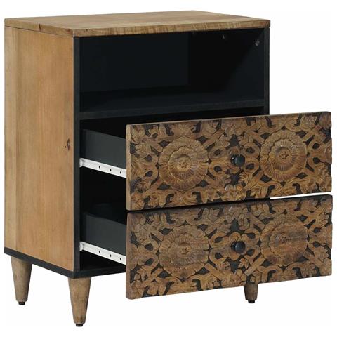 Mobiletto da Letto con cassetto Marrone 50 x 33 x 60 cm - Foto 2
