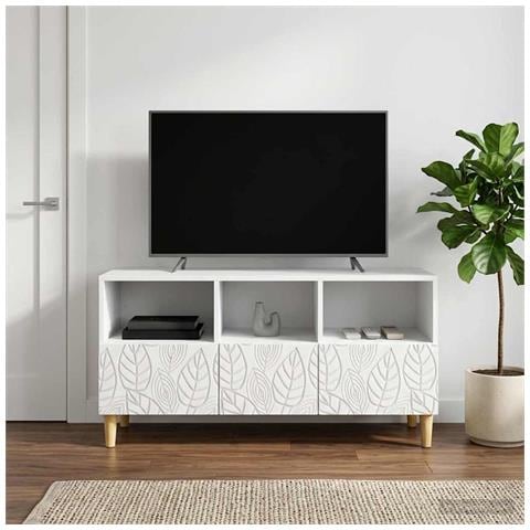 Mobile TV 102 x 34,5 x 50 cm Bianco Legno ingegnerizzato - Foto 2