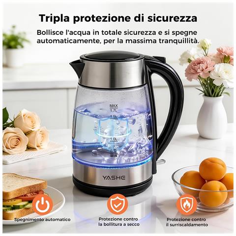 Bollitore in vetro FK-1805-1. 1.7 L. 2200 W. LED blu - Foto 4