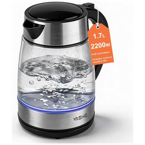 Bollitore in vetro FK-1805-1. 1.7 L. 2200 W. LED blu - Foto 1