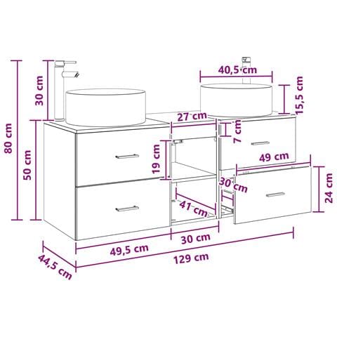 Set di mobili per il bagno 3 pz Grigio Cemento - Foto 2