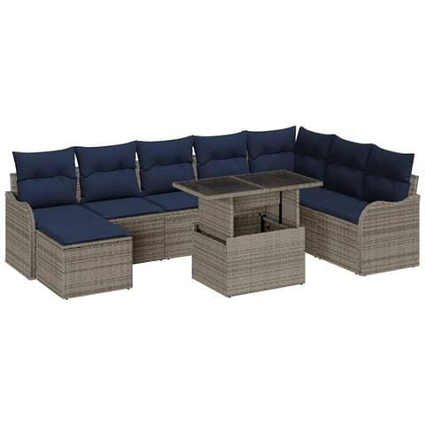 Set Divano da Giardino 9 pz Grigio Poly Rattan - Foto 1