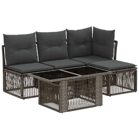 Set Divano da Giardino 5 pz Grigio polyrattan - Foto 1