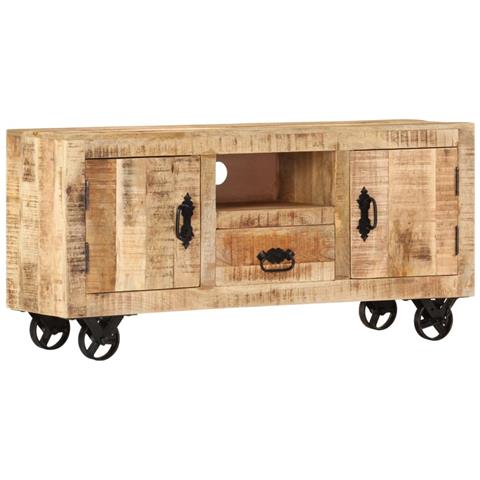 Mobile Porta Tv In Legno Grezzo Di Mango 120x30x50 Cm - Foto 1