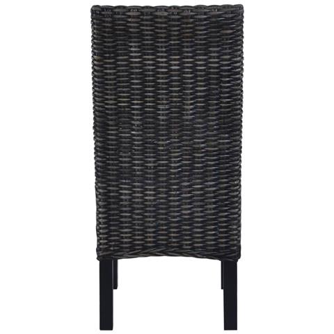 Sedie Sala Da Pranzo 6 Pz In Rattan Kubu E Legno Di Mango Nere - Foto 2