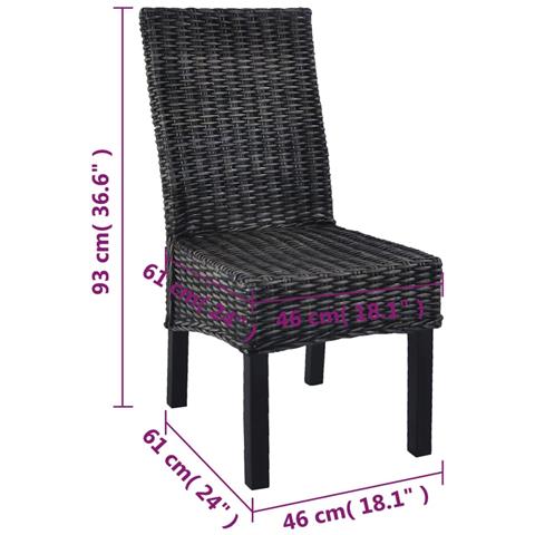 Sedie Sala Da Pranzo 6 Pz In Rattan Kubu E Legno Di Mango Nere - Foto 8