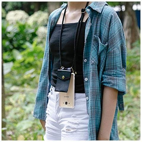 Catena Di Telefoni Cellulari Compatibile Con Samsung Galaxy J7 2015 In Nero - Coperchio Protettivo In Silicone Con Anelli D'oro, Cinturino In Corda E Custodia Staccabile - Foto 2