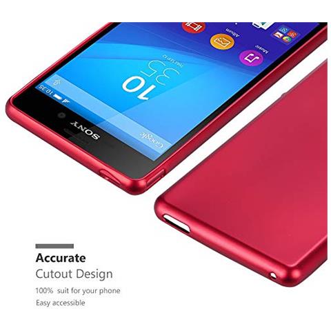 Custodia Compatibile Con Sony Xperia M4 Aqua In Rosso Metallico - Coperchio Protettivo In Silicone Tpu Flessibile - Foto 2