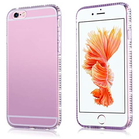 Cadorabo Custodia Compatibile Con Apple Iphone 6 / Iphone 6s In Viola Trasparente - Coperchio Protettivo In Silicone Tpu Flessibile Con Design A Strass - Foto 1