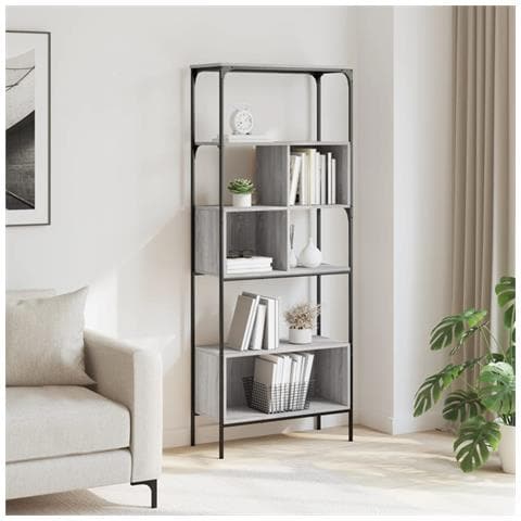 Libreria 5ripiani Grigio Sonoma 76x33x188,5cm Legno Multistrato - Foto 3