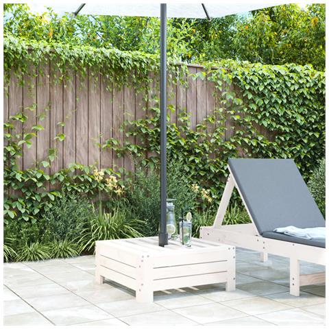 Copertura Per Base Ombrellone Bianca In Legno Massello Di Pino - Foto 3