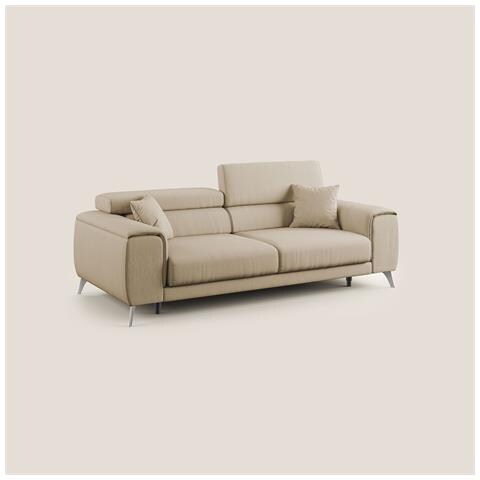 Fusion Divano con sedute allungabili in tessuto smacchiabile T05 185 cm beige - Foto 1