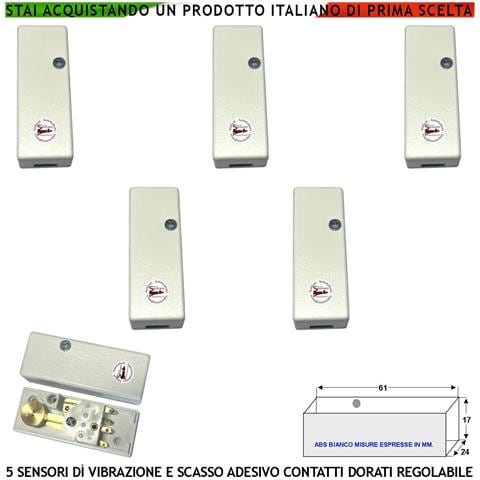 Sensore Di Vibrazioni Continue 5 Pezzi Rileva Lo Scasso Per Furto Via Filo Su Inferriate Porte Vetrate Regolazione Del - Foto 1