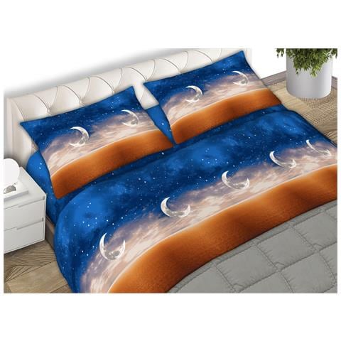 Completo Lenzuola 100% Cotone Made Italy Fantasia Tramonto C.n. Matrimoniale Tramonto - Foto 1
