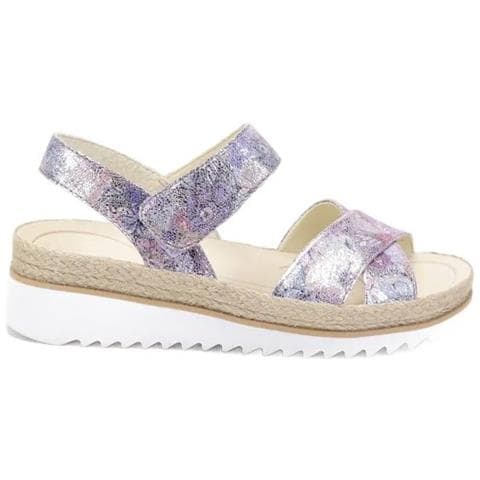 Sandali Con Velcro In Pelle Floreale Viola Da Donna 40 - Foto 1