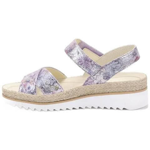 Sandali Con Velcro In Pelle Floreale Viola Da Donna 40 - Foto 2
