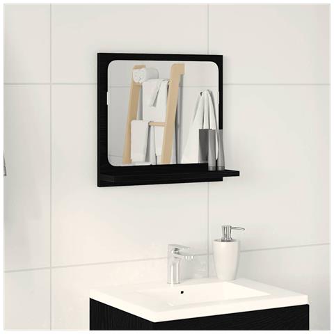 Specchio da Bagno Rovere Nero 40x10,5x37 cm Legno Multistrato - Foto 1