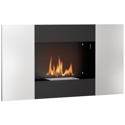 Camino a Bioetanolo 0.9L da Parete in Acciaio Inox, 100x15x54 cm, Nero e Argento - Foto 1