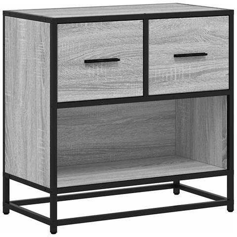 Comodino Grigio Sonoma 60x31x60 Cm Legno Multistrato E Metallo - Foto 2