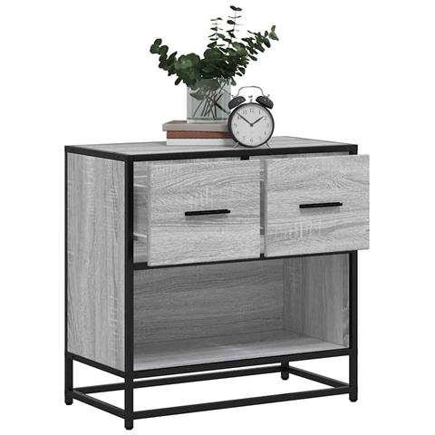 Comodino Grigio Sonoma 60x31x60 Cm Legno Multistrato E Metallo - Foto 1