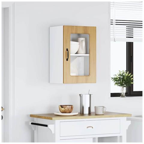 Pensile Da Cucina Con Porta In Vetro Kalmar Rovere Artigianale - Foto 3