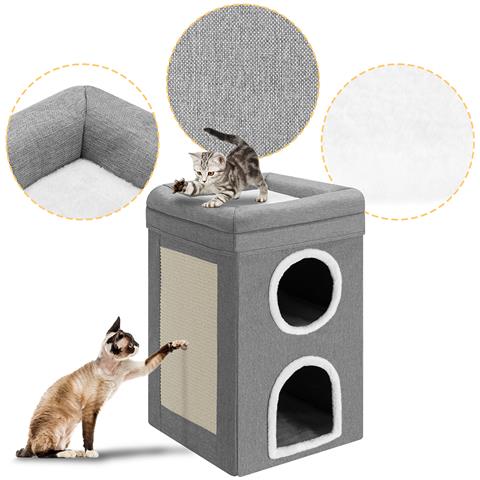 Cuccia Casa Per Gatti 3 Ripiani Tiragraffi Casetta Animali Domestici 41x41x63 Cm - Foto 2
