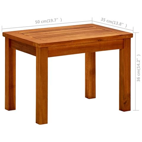 Tavolino Da Giardino 50x35x36 Cm In Legno Massello Di Acacia - Foto 7