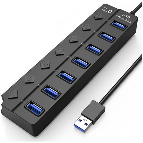 Hub Usb 3.0 5 Gbps A 7 Porte Con Pulsanti On/off Individuali - Foto 1