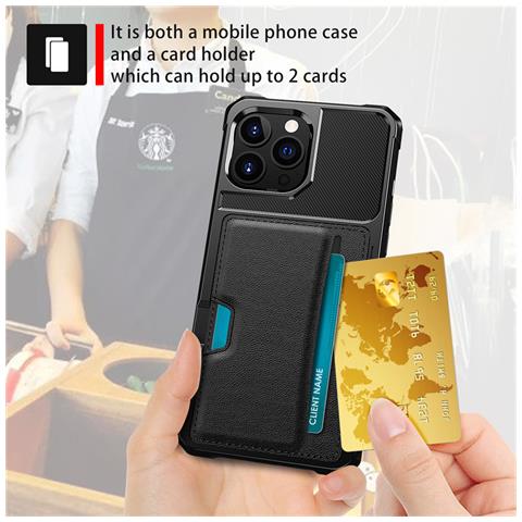 Custodia Antiurto Nera Con Slot Per Schede Compatibile Con Iphone 14 Plus Iphone 14 Plus - Foto 6