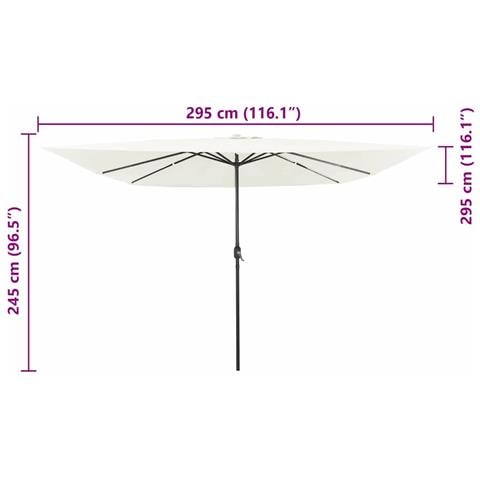 Parasol da giardino quadrato  con luci LED 295x245 cm Bianco sabbia - Foto 8