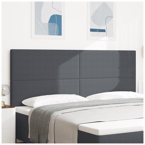 Testiera Design Semplice Grigio Scuro 200 cm Tessuto Corduroy - Foto 2