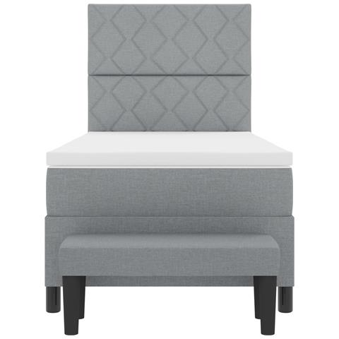 Letto con Rete a Molla con Materasso & Panchina Grigio Chiaro 100x200 cm Tessuto - Foto 9