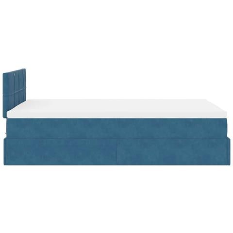 Pouf Letto con Materasso Blu Scuro 120x190 cm Velluto - Foto 9