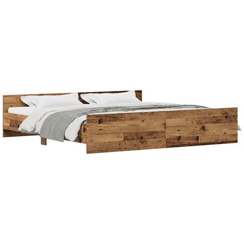 Struttura Letto Legno Invecchiato 200x200 cm Legno Ingengnerizzato - Foto 1