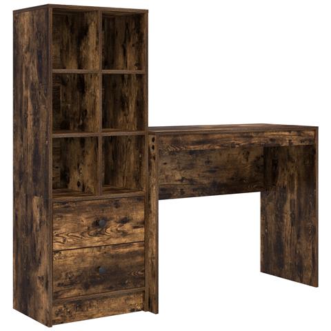 Scrivania con Stoccaggio Rovere Affumicato Legno Ingegnerizzato - Foto 1