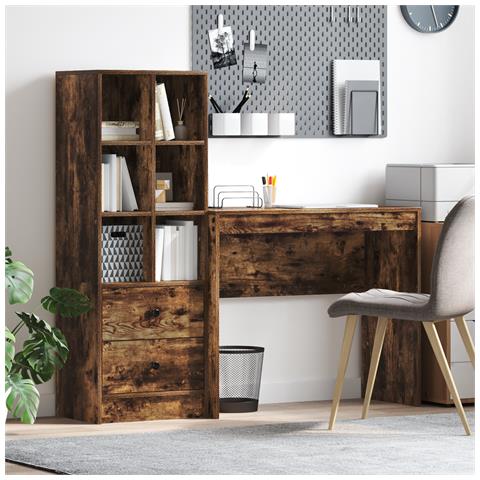 Scrivania con Stoccaggio Rovere Affumicato Legno Ingegnerizzato - Foto 2